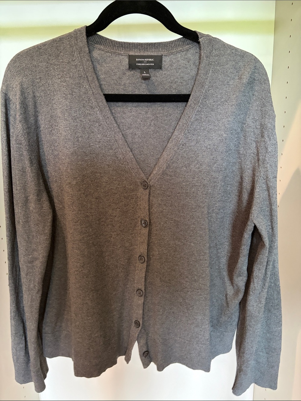 Banana Republic Women's Gray V-Neck Button Front Cardigan